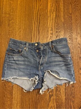 Levi's Blue Distressed Cutoff Denim Shorts